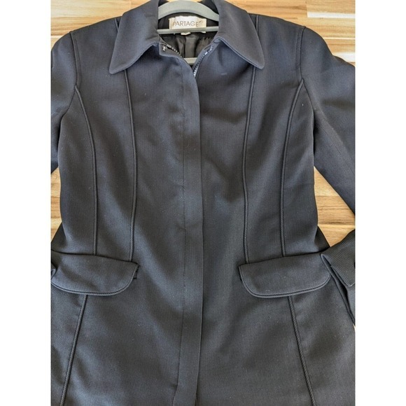 PARTAGE blazer jacket womens size 6 black long sleeve zip up business casual - Picture 2 of 8
